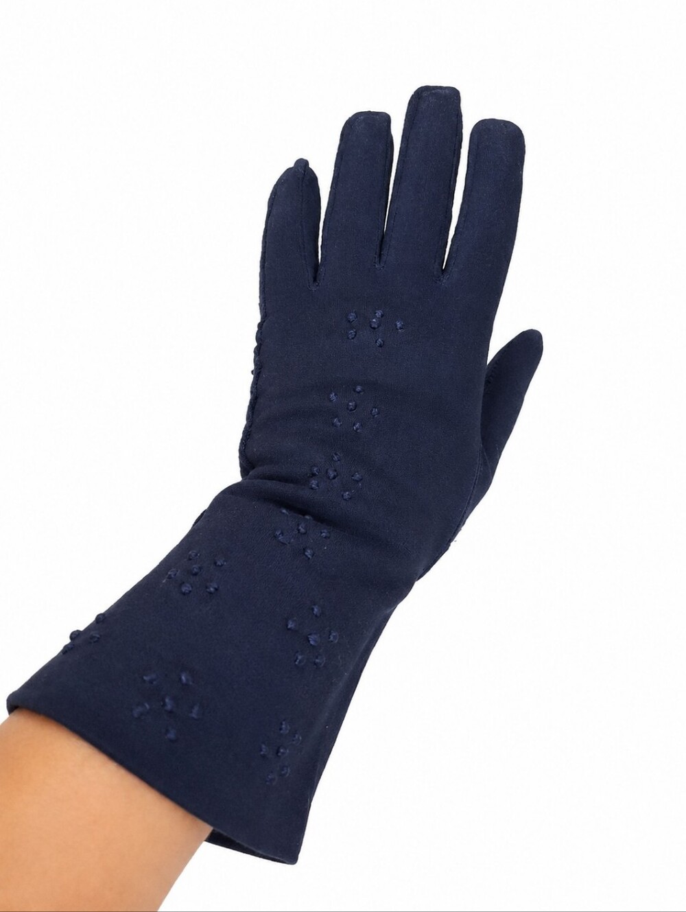 Vintage Shalimar Navy Blue Beaded Dress Gloves Made in USA Size 7 - Picture 2 of 9
